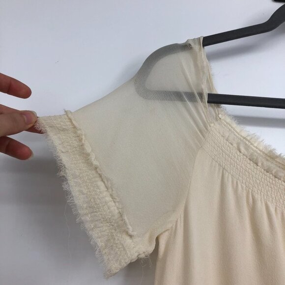 Theory  100% Silk Ivory ruffled raw hem layered Georgette blouse SP - Picture 6 of 13